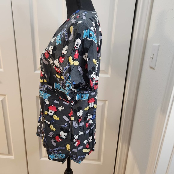 Disney Mickey Mouse Scrub Top Women's Medium Gray It All Started With A Mouse M - Picture 4 of 7